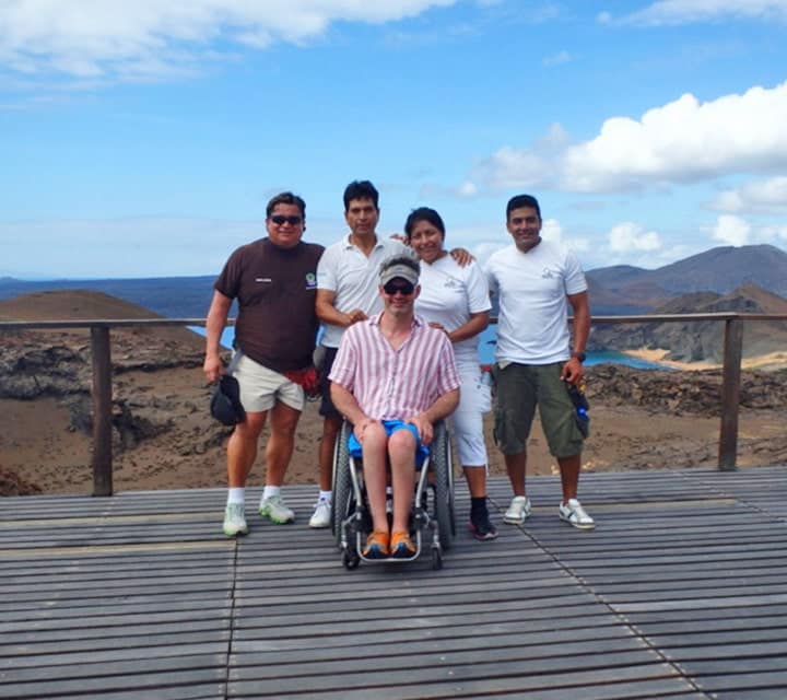 Chris Waddell with Quasar's Galapagos crew and Naturalist Guide in Bartolome Island