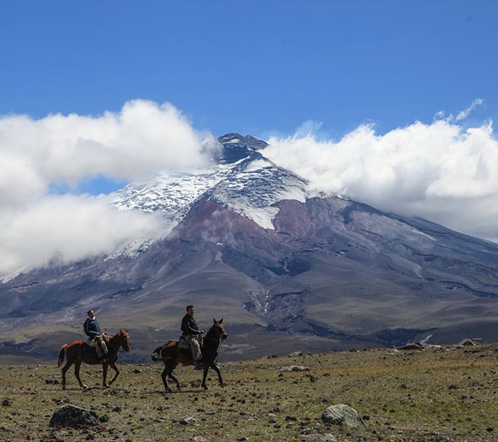 Horseback riding near Cotopaxi volcano