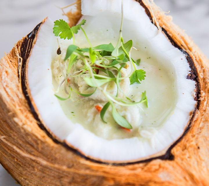 Coconut dish served in the Galapagos