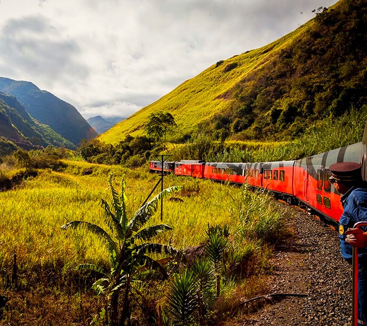 Devil's Nose Train riding on the edge of the Andes mountains in Ecuador