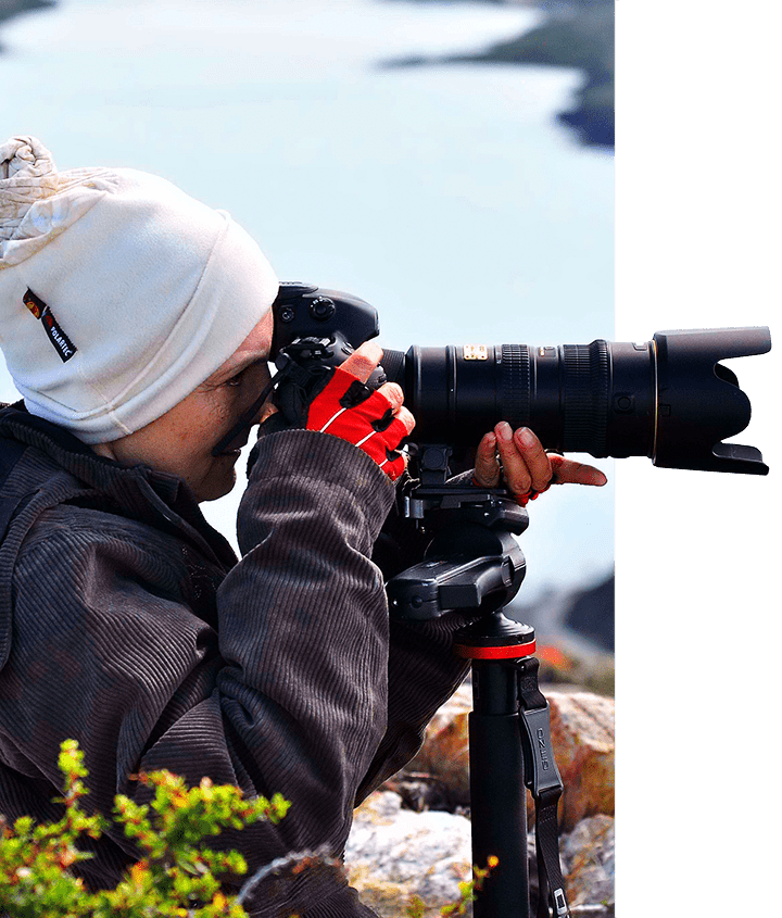 Photographer with professional equipment on a Photo Safari in Patagonia