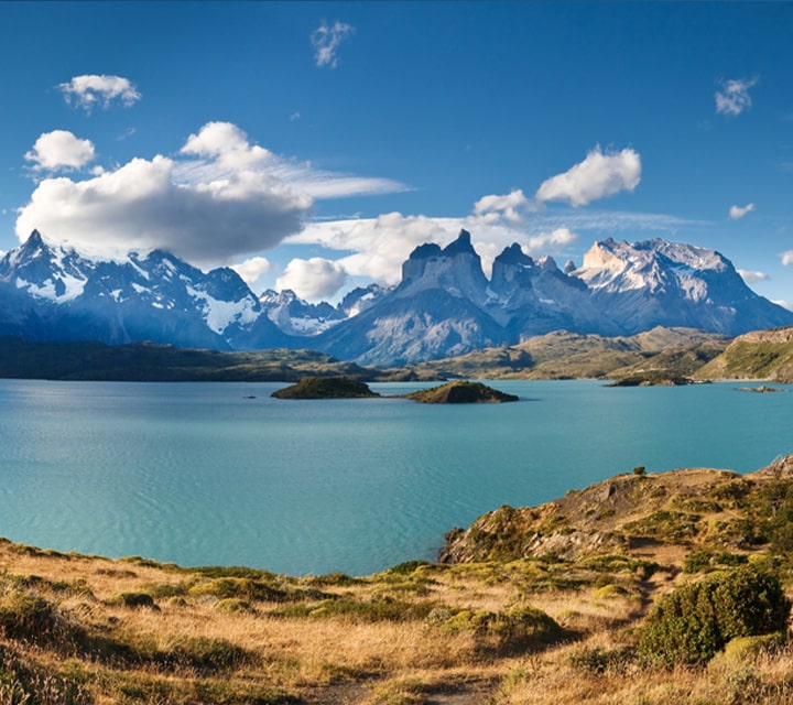 Blues skies in Torres del Paine Beautiful clear blue sky day in Torres del Paine National Park, Chile