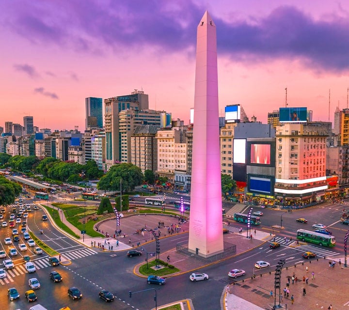 Beautiful Argentine city of Buenos Aires during sunset