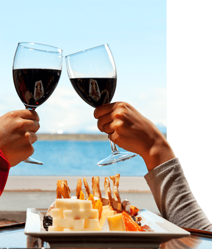 Chilean Wine Delight Two people enjoying a Chilean wine delight with an appetizer