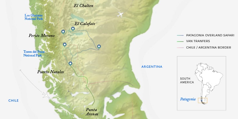 Patagonia Select Safari Itinerary Map