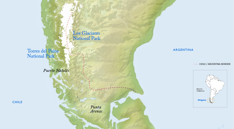 Map Location of Los Glaciares National Park in Argentina's Patagonia