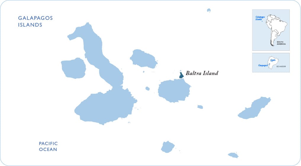 Baltra Island on Galapagos map Map of the Galapagos showing Baltra Island