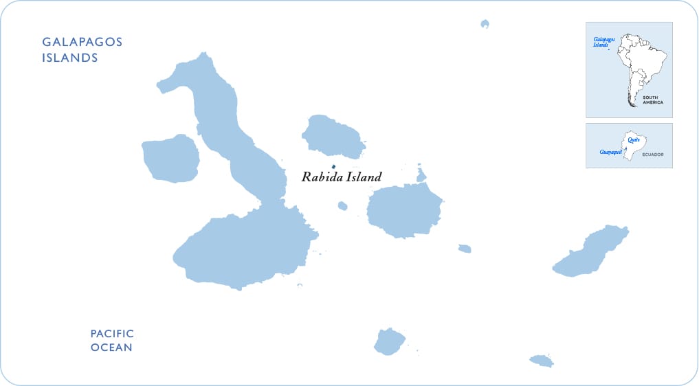 Rabida Island on Galapagos map Map of the Galapagos showing Rabida Island