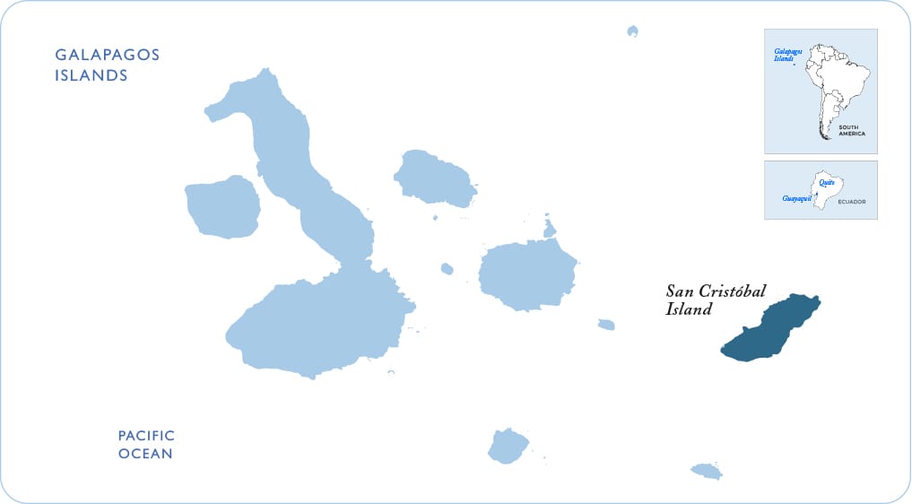 San Cristobal Island on Galapagos map Map of the Galapagos showing San Cristobal Island