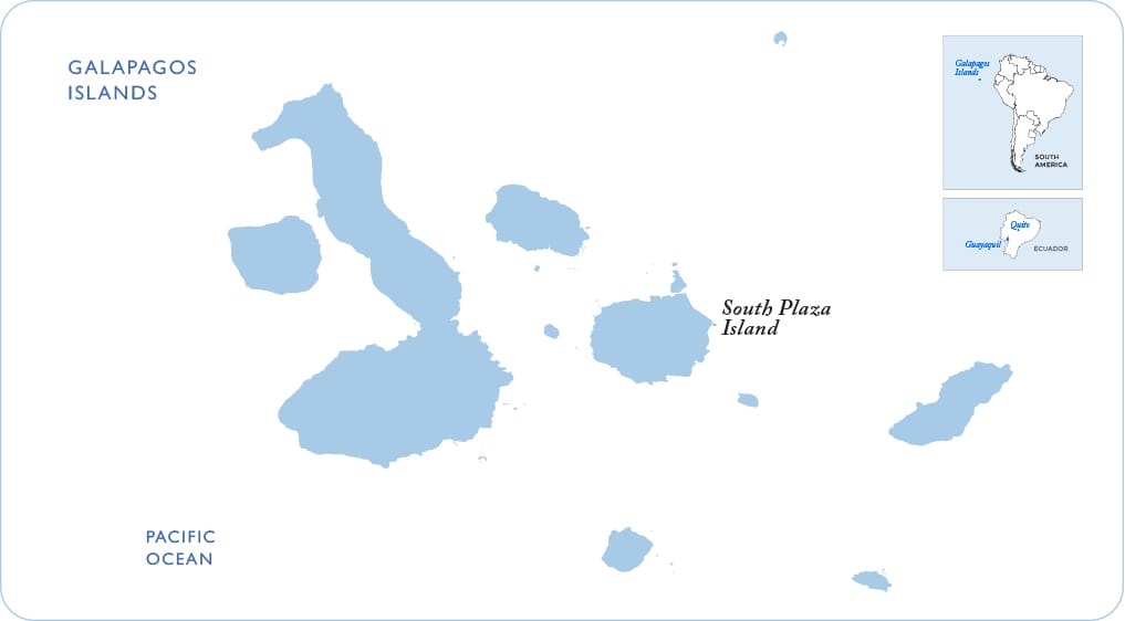Map of the Galapagos showing South Plaza Island