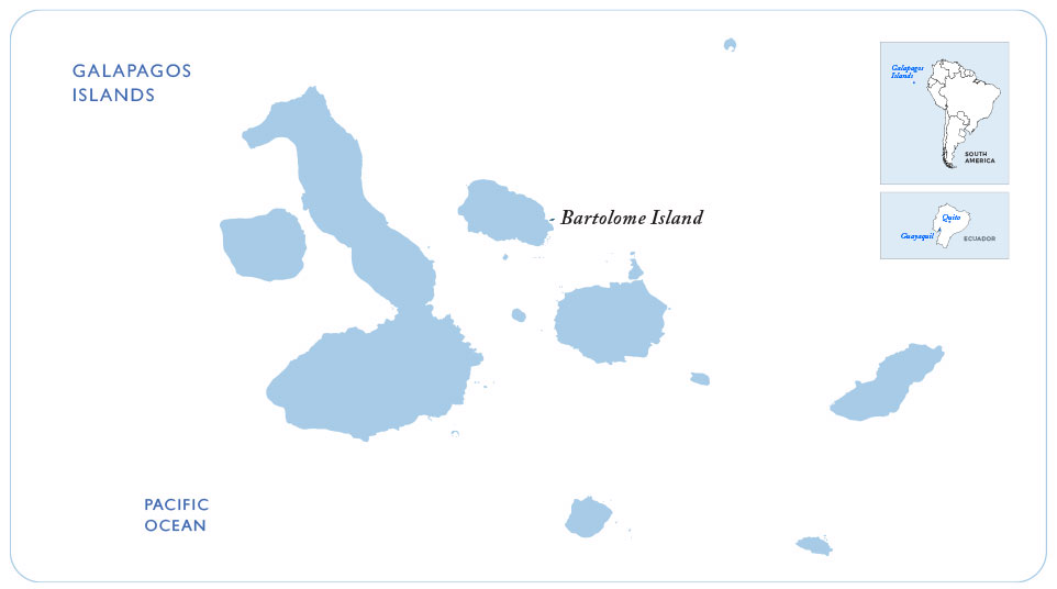 Map of the Galapagos showing Bartolome Island