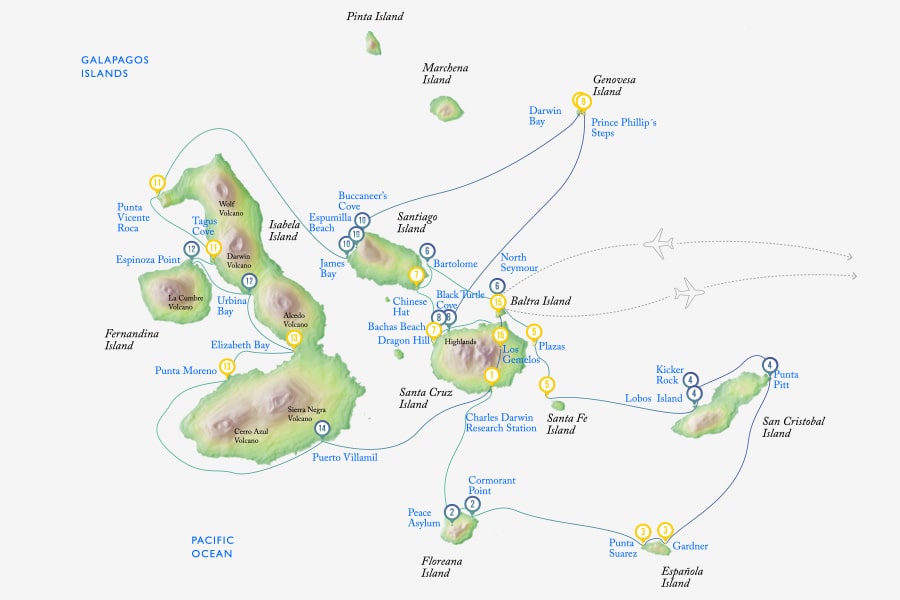 15 Days Galapagos Cruise Itinerary