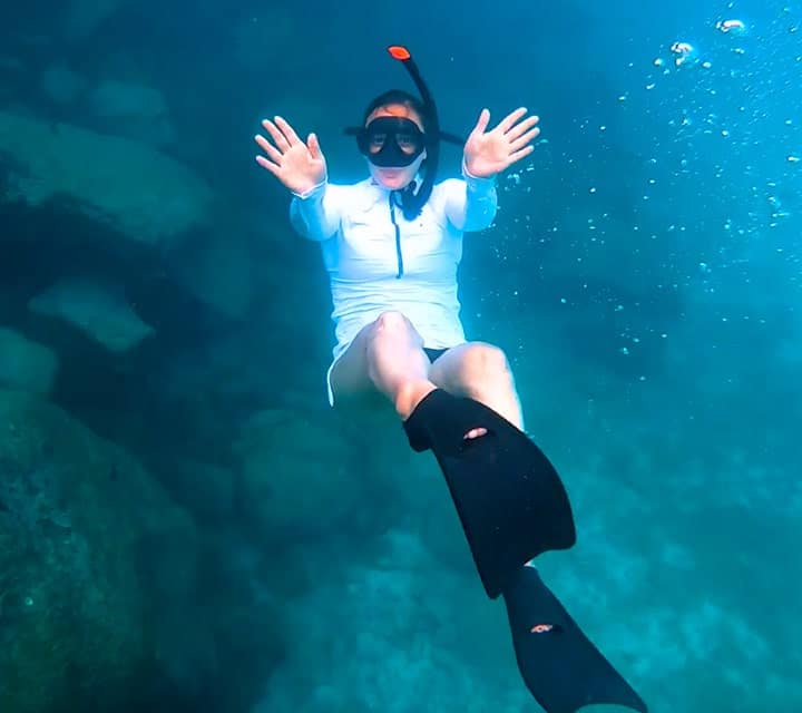 Gaby Dalkin snorkeling in the Galapagos Gaby Dalkin snorkeling in the Galapagos