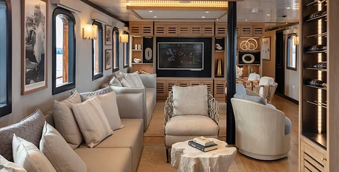 Newly renovated Grace Yacht saloon - Galapagos cruise Remodeled saloon of the Grace Yacht on a Galapagos cruise