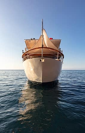 Ocean view of the Grace Yacht stern cruising the Galapagos archipelago