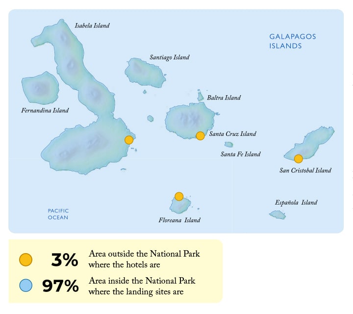 Galapagos Map with National Park visitor limits