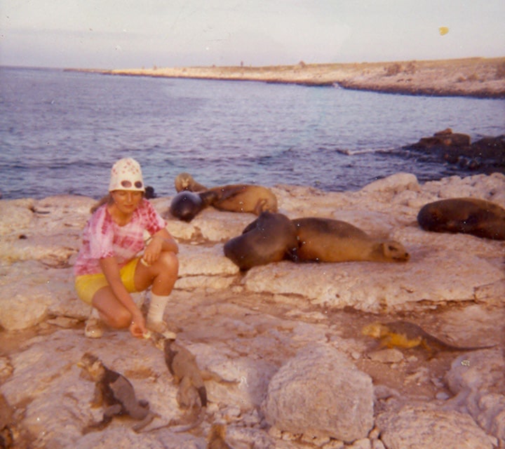 Dolores Gangotena in Galapagos with Sea Lions