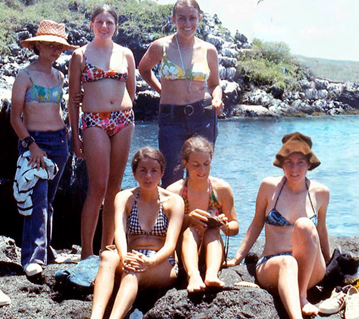 Dolores Gangotena with friends in Galapagos