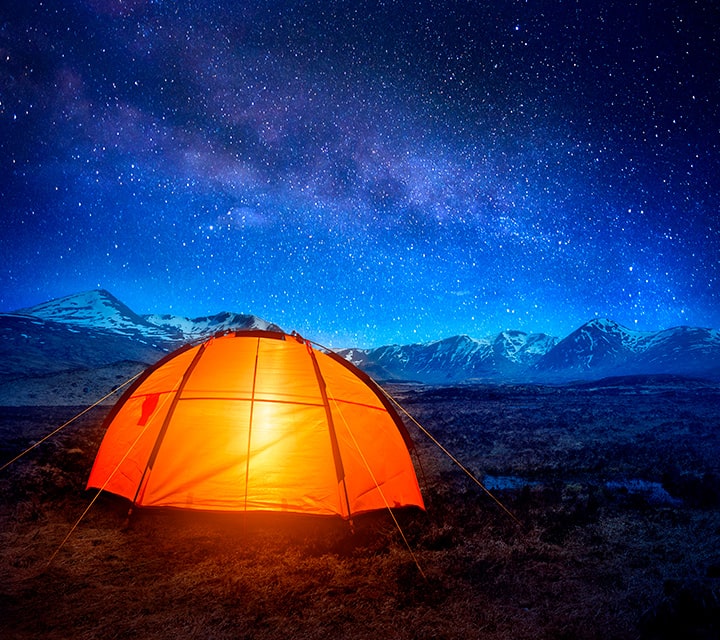 Star gazing in a tent in Patagonia