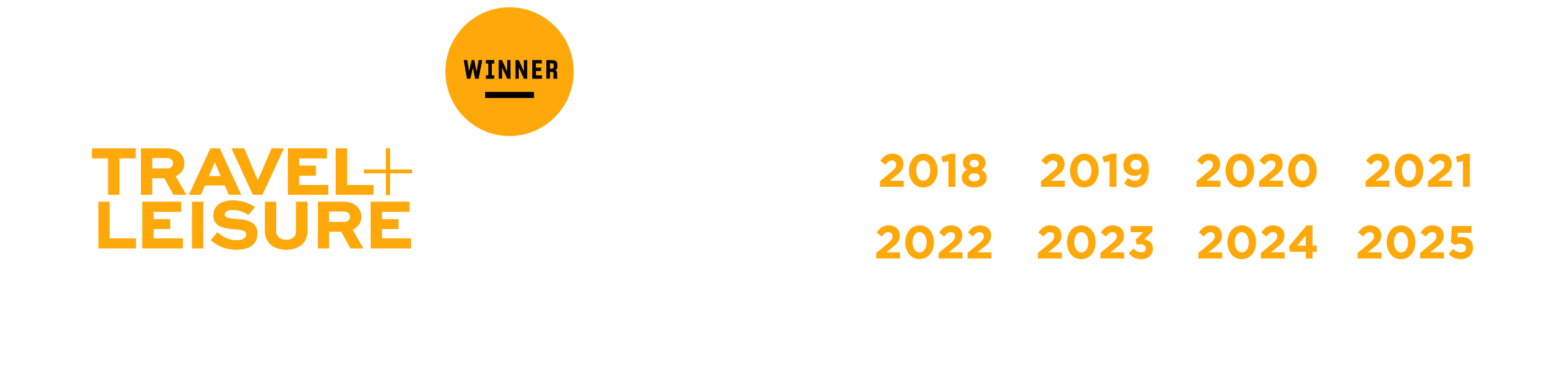Travel+Leisure World's Best Awards - 8 Consecutive Years!
