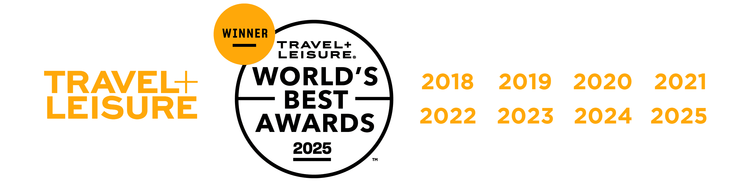 8-Time Winner of Travel + Leisure's World's Best Awards (2018–2025)